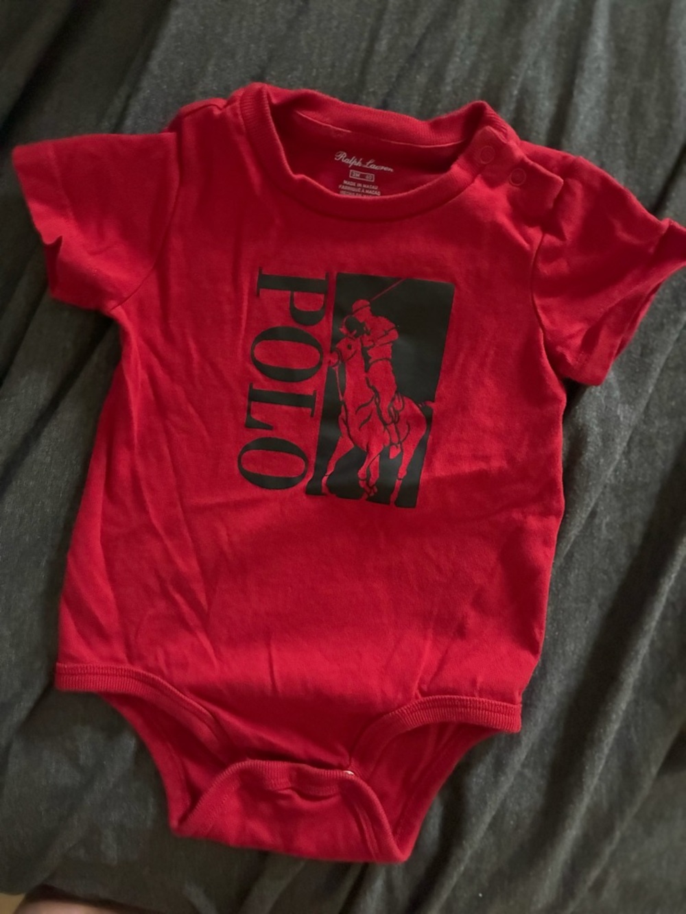 Ralph Lauren Red Polo Graphic Baby Bodysuit